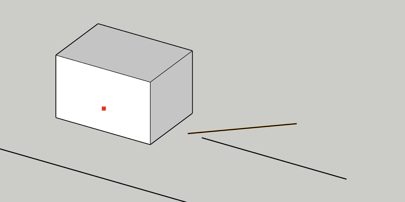Fig. 3 — before: the box picked, its boundary hidden inside it A box picked as the boundary, showing only a red dot on its front face