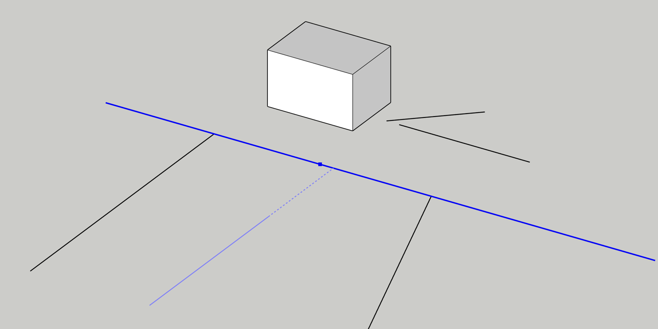 Fig. 2 — after: the boundary in blue, the extension to it dashed The same pick with the boundary in solid blue and the hovered line extended to it with a dashed piece