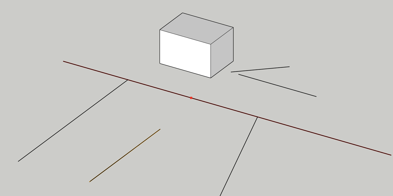 Fig. 1 — before: the picked line in red, the hovered one in orange Trim/Extend to T in 0.2.3: the picked boundary is mostly black, the hovered line barely orange